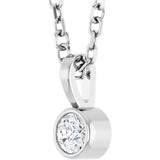 14K White Gold .06 CT Natural Diamond Bezel-Set Solitaire 16-18" Necklace