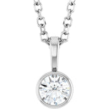 Platinum 1/6 CT Natural Diamond Bezel-Set Solitaire 16-18" Necklace