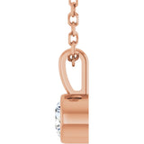 14K Rose Gold 1/6 CT Natural Diamond Bezel-Set Solitaire 16-18" Necklace