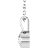 Sterling Silver 1/6 CT Natural Diamond Bezel-Set Solitaire 16-18" Necklace
