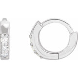14K White Gold .05 CTW Natural Diamond Hinged 8 mm Hoop Earrings