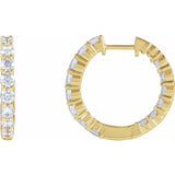 14K Yellow Gold 2 CTW Lab-Grown Diamond Inside-Outside Hinged 20 mm Hoop Earrings