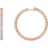 14K Rose Gold 4 CTW Lab-Grown Diamond Inside-Outside Hinged 36 mm Hoop Earrings