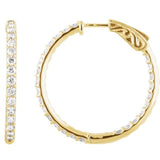 14K Yellow Gold 2 1/10 CTW Lab-Grown Diamond Inside-Outside 29.5 mm Hoop Earrings