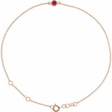 14K Rose Gold Natural Ruby Bezel-Set Solitaire 6 1/2-7 1/2" Bracelet