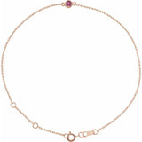14K Rose Gold Natural Pink Tourmaline Bezel-Set Solitaire 6 1/2-7 1/2" Bracelet
