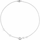 14K White Gold Natural White Sapphire Bezel-Set Solitaire 6 1/2-7 1/2" Bracelet