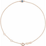 14K Rose Gold Natural Aquamarine Bezel-Set Solitaire 6 1/2-7 1/2" Bracelet