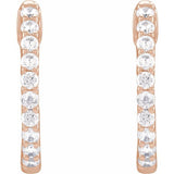 14K Rose Gold 1/2 CTW Natural Diamond Inside-Outside Hinged 14.5 mm Hoop Earrings
