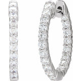 14K White Gold 3/4 CTW Natural Diamond Inside-Outside Hinged 17.2 mm Hoop Earrings