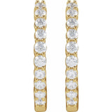14K Yellow Gold 1 CTW Natural Diamond Inside-Outside Hinged 19.3 mm Hoop Earrings