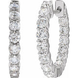 14K White Gold 2 CTW Natural Diamond Inside-Outside Hinged 20 mm Hoop Earrings