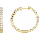 14K Yellow Gold 3 CTW Natural Diamond Inside-Outside Hinged 30 mm Hoop Earrings