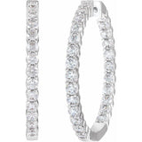 14K White Gold 4 CTW Natural Diamond Inside-Outside Hinged 36 mm Hoop Earrings