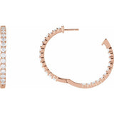 14K Rose Gold 4 CTW Natural Diamond Inside-Outside Hinged 36 mm Hoop Earrings