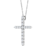 Sterling Silver 1/2 CTW Natural Diamond Cross 16-18" Necklace