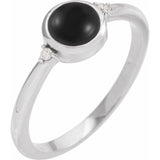 Sterling Silver 6 mm Round Natural Black Onyx & .03 CTW Natural Diamond Ring