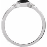 Sterling Silver 6 mm Round Natural Black Onyx & .03 CTW Natural Diamond Ring