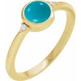 14K Yellow Gold Natural Turquoise & .03 CTW Natural Diamond Ring