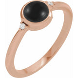 14K Rose Gold 8 mm Round Natural Black Onyx & .03 CTW Natural Diamond Ring