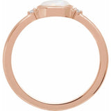 14K Rose Gold Natural White Opal & .03 CTW Natural Diamond Ring