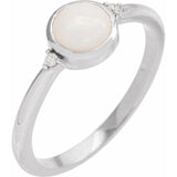 Sterling Silver Natural White Opal & .03 CTW Natural Diamond Ring