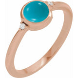 14K Rose Gold Natural Turquoise & .03 CTW Natural Diamond Ring