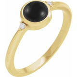 14K Yellow Gold 8 mm Round Natural Black Onyx & .03 CTW Natural Diamond Ring