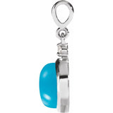 14K White Gold 6 mm Natural Turquoise & .03 CT Natural Diamond Pendant