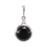 Sterling Silver 6 mm Natural Black Onyx & .03 CT Natural Diamond Cabochon Pendant