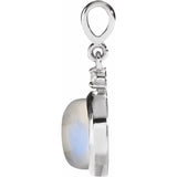 14K White Gold 6 mm Natural Rainbow Moonstone & .03 CT Natural Diamond Pendant