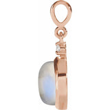 14K Rose Gold 6 mm Natural Rainbow Moonstone & .03 CT Natural Diamond Pendant