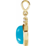14K Yellow Gold 6 mm Natural Turquoise & .03 CT Natural Diamond Pendant