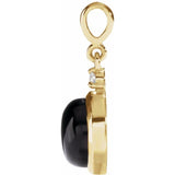 14K Yellow Gold 6 mm Natural Black Onyx & .03 CT Natural Diamond Cabochon Pendant