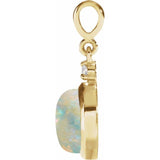 14K Yellow Gold 8 mm Natural White Opal & .03 CT Natural Diamond Pendant
