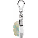 Platinum 8 mm Natural White Opal & .03 CT Natural Diamond Pendant