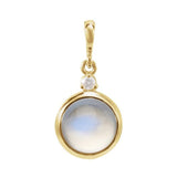 14K Yellow Gold 8 mm Natural Rainbow Moonstone & .03 CT Natural Diamond Pendant