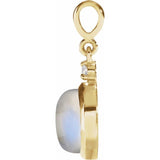 14K Yellow Gold 8 mm Natural Rainbow Moonstone & .03 CT Natural Diamond Pendant
