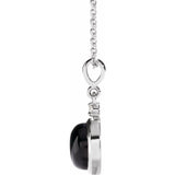 Platinum 8 mm Natural Black Onyx & .03 CT Natural Diamond Cabochon 16-18" Necklace