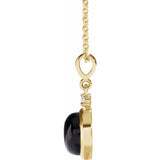 14K Yellow Gold 8 mm Natural Black Onyx & .03 CT Natural Diamond Cabochon 16-18" Necklace