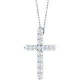 14K White Gold 3/4 CTW Natural Diamond Cross 16-18" Necklace