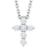 14K White Gold 1/6 CTW Lab-Grown Diamond Cross 16-18" Necklace