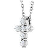 14K White Gold 1/6 CTW Lab-Grown Diamond Cross 16-18" Necklace