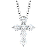 14K White Gold 1/4 CTW Lab-Grown Diamond Cross 16-18" Necklace