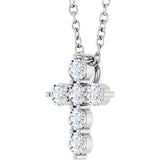14K White Gold 1/4 CTW Lab-Grown Diamond Cross 16-18" Necklace