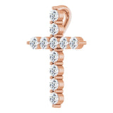 14K Rose Gold 1/4 CTW Lab-Grown Diamond Cross Pendant