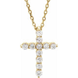 14K Yellow Gold 1/4 CTW Lab-Grown Diamond Cross 16-18" Necklace