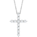 14K White Gold 3/8 CTW Lab-Grown Diamond Cross 16-18" Necklace