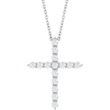 14K White Gold 1/2 CTW Lab-Grown Diamond Cross 16-18" Necklace