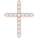 14K Rose Gold 3/4 CTW Lab-Grown Diamond Cross Pendant